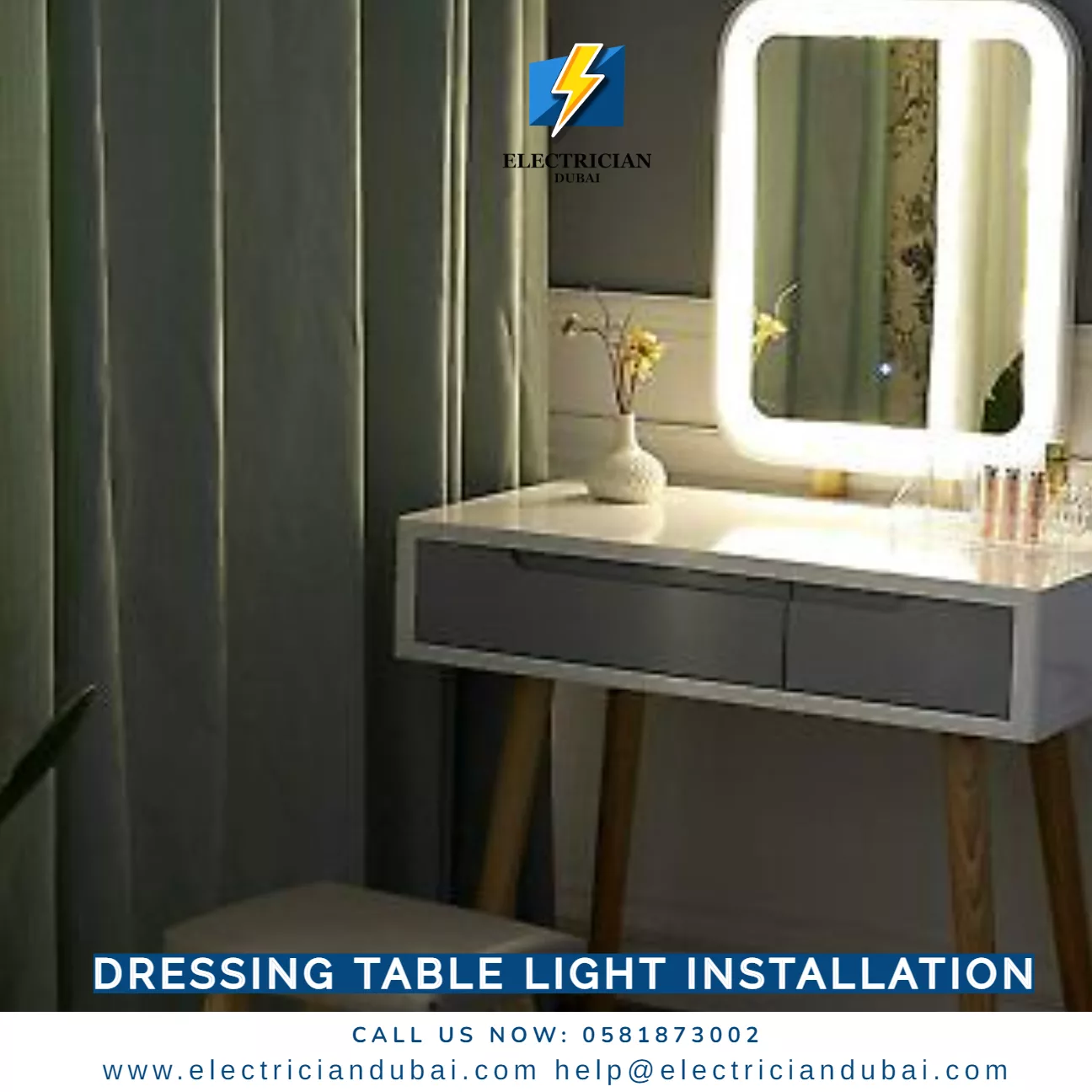 Dressing table light installation